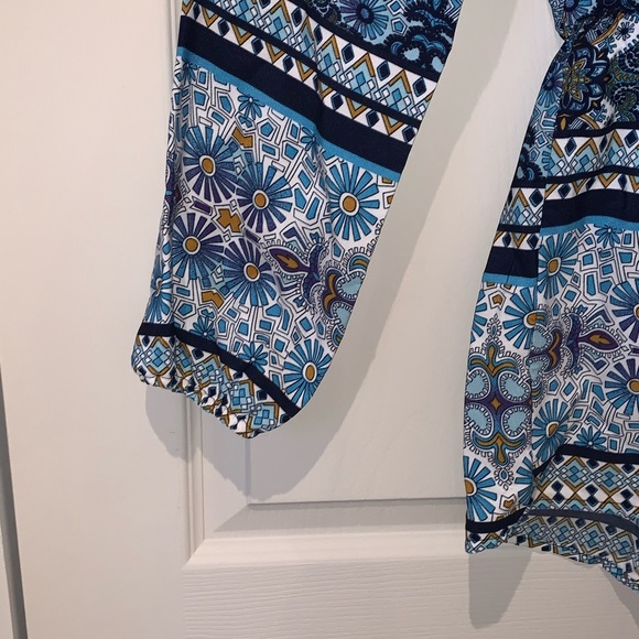 Floral Print Blue Romper - Picture 2 of 4